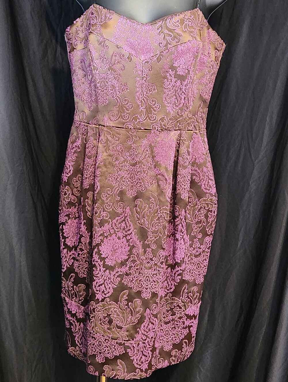Cynthia Steffe Purple Bronze Brocade Cocktail Dress 6